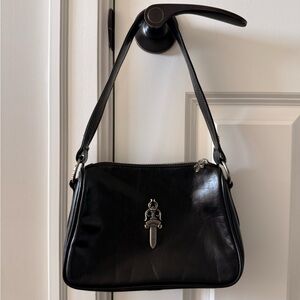 Chrome Hearts Black Leather Shoulder Bag